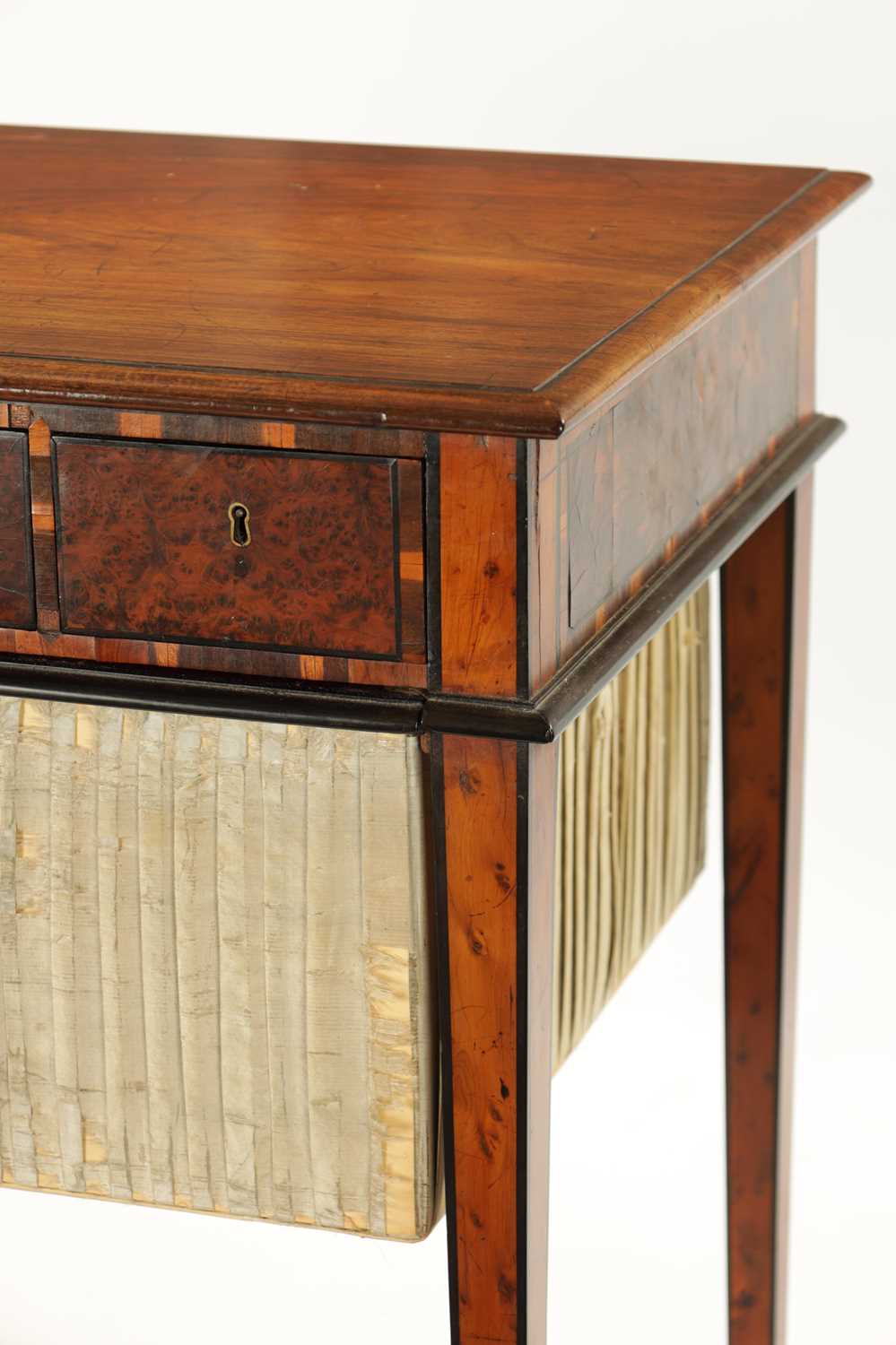 AN RARE REGENCY PADOUK, YEW-WOOD AND AMBOYNA WORK TABLE - Image 3 of 7