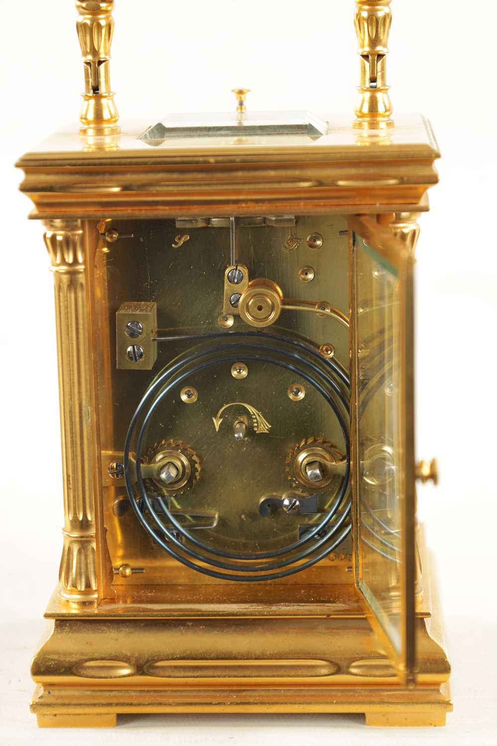 A LATE 19TH CENTURY FRENCH GILT CASED REPEATING CARRIAGE CLOCK - Image 11 of 12