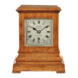 J. POOLE, LONDON. A SMALL MID 19TH CENTURY MAHOGANY FUSEE LIBRARY CLOCK