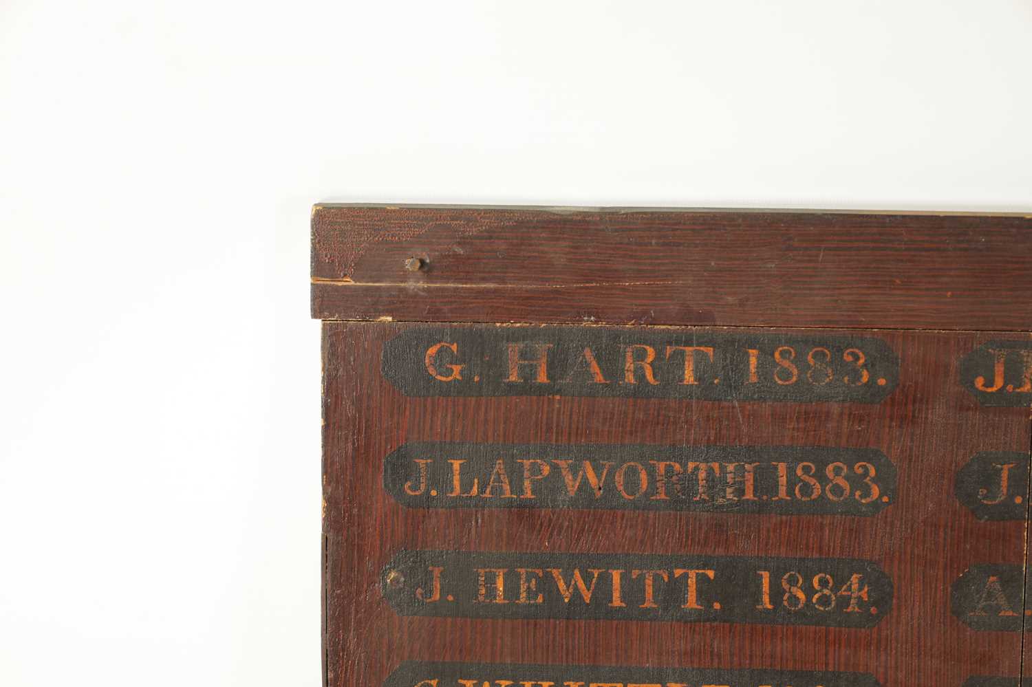 AN 19TH CENTURY PAINTED MASONIC PANEL OF MASONS NAMES AND DATES - Image 3 of 5