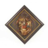 A 19TH CENTURY PAINTED AND FRAMED HATCHMENT DEPICTING ZW WARRIOR ETC.