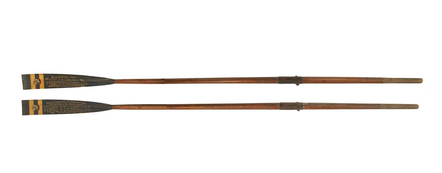 A GOOD PAIR OF PRESENTATIONS OXFORD UNIVERSITY ROWING OARS DATED 1900. - Image 2 of 14