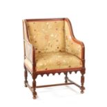 A FINE LATE 19TH CENTURY INLAID WALNUT AESTHETIC PERIOD CHAIR IN THE MANNER WILLIAM MORRIS