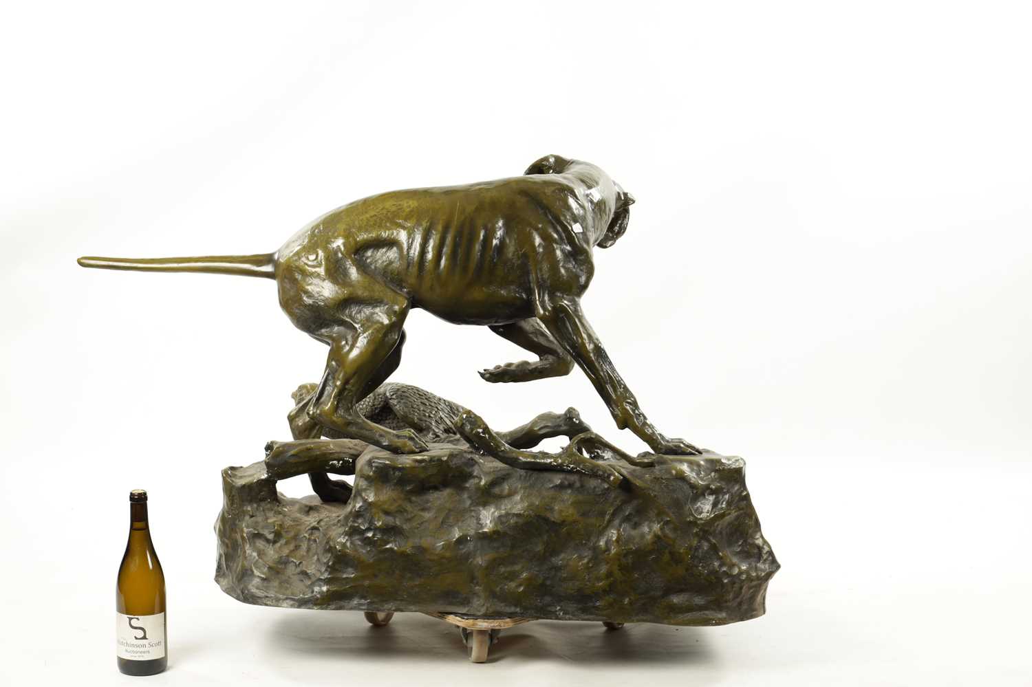 JULES MOIGNIEZ (FRENCH, 1835-1894) A COLLOSAL PATINATED GREEN BRONZE ANIMALIER SCULPTURE - Image 6 of 6