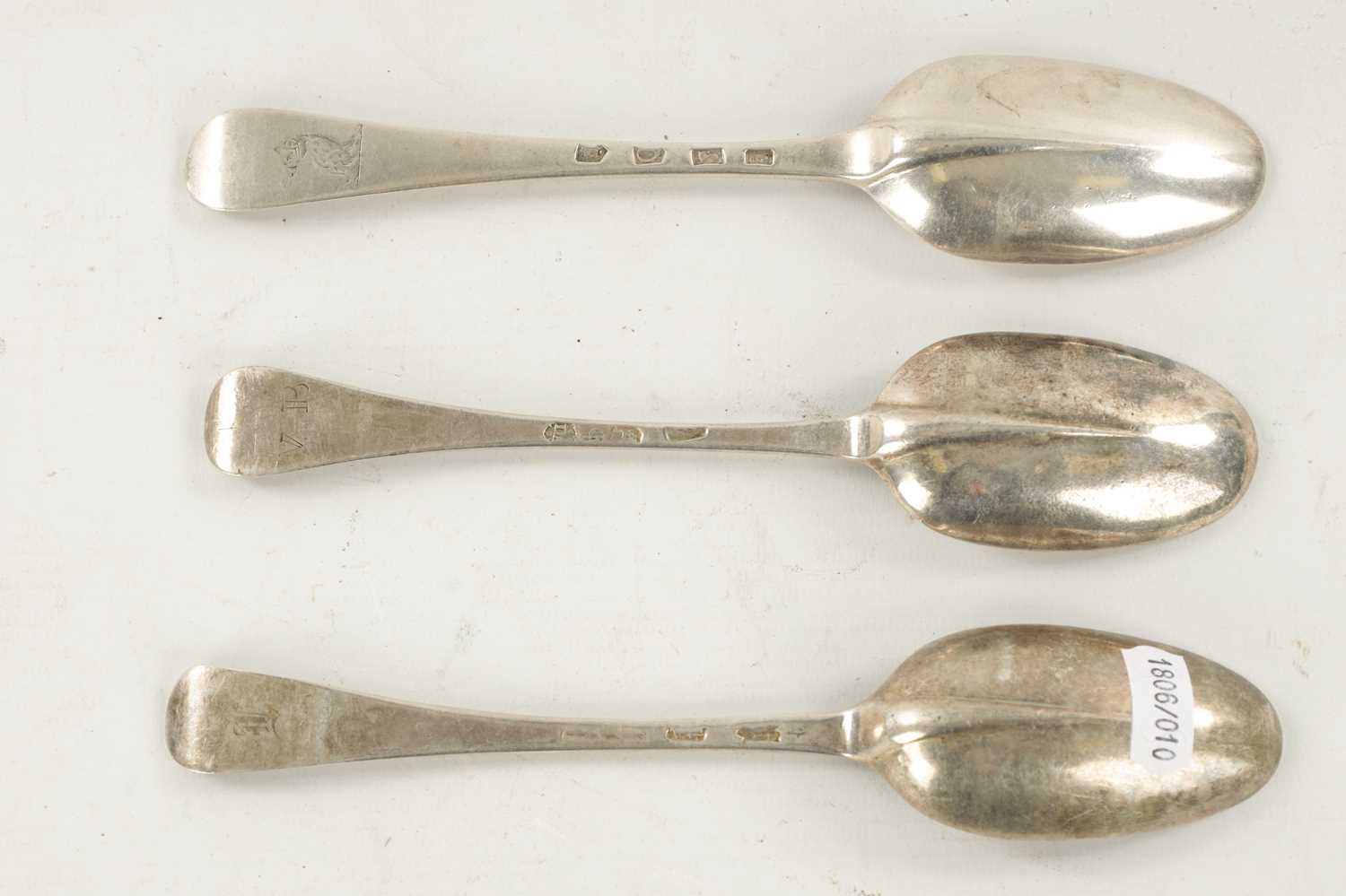 THREE QUEEN ANNE SILVER RATTAIL TABLESPOONS - Image 5 of 9