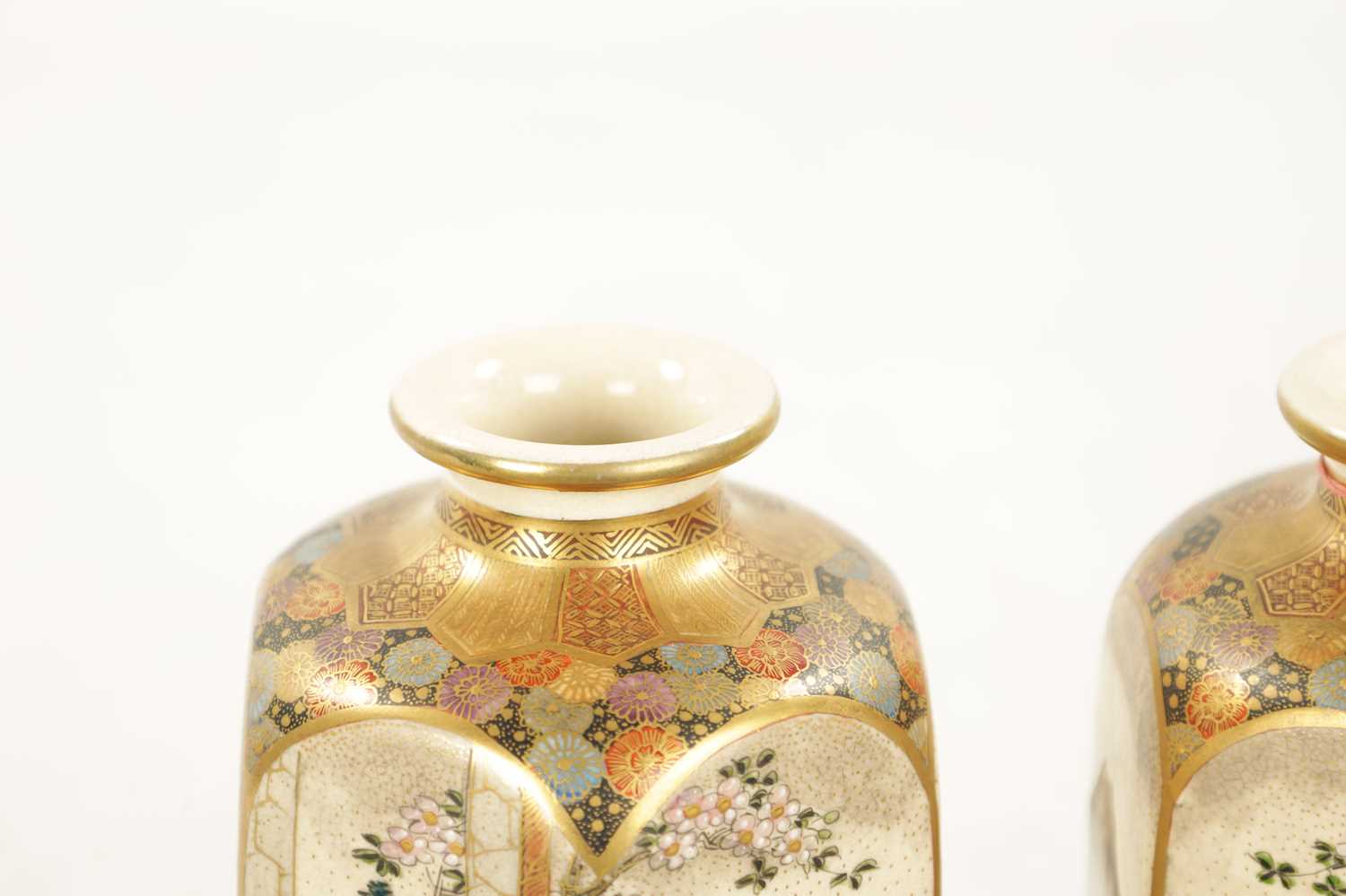 A FINE PAIR OF JAPANESE MEIJI PERIOD SATSUMA CABINET VASES - Image 2 of 8