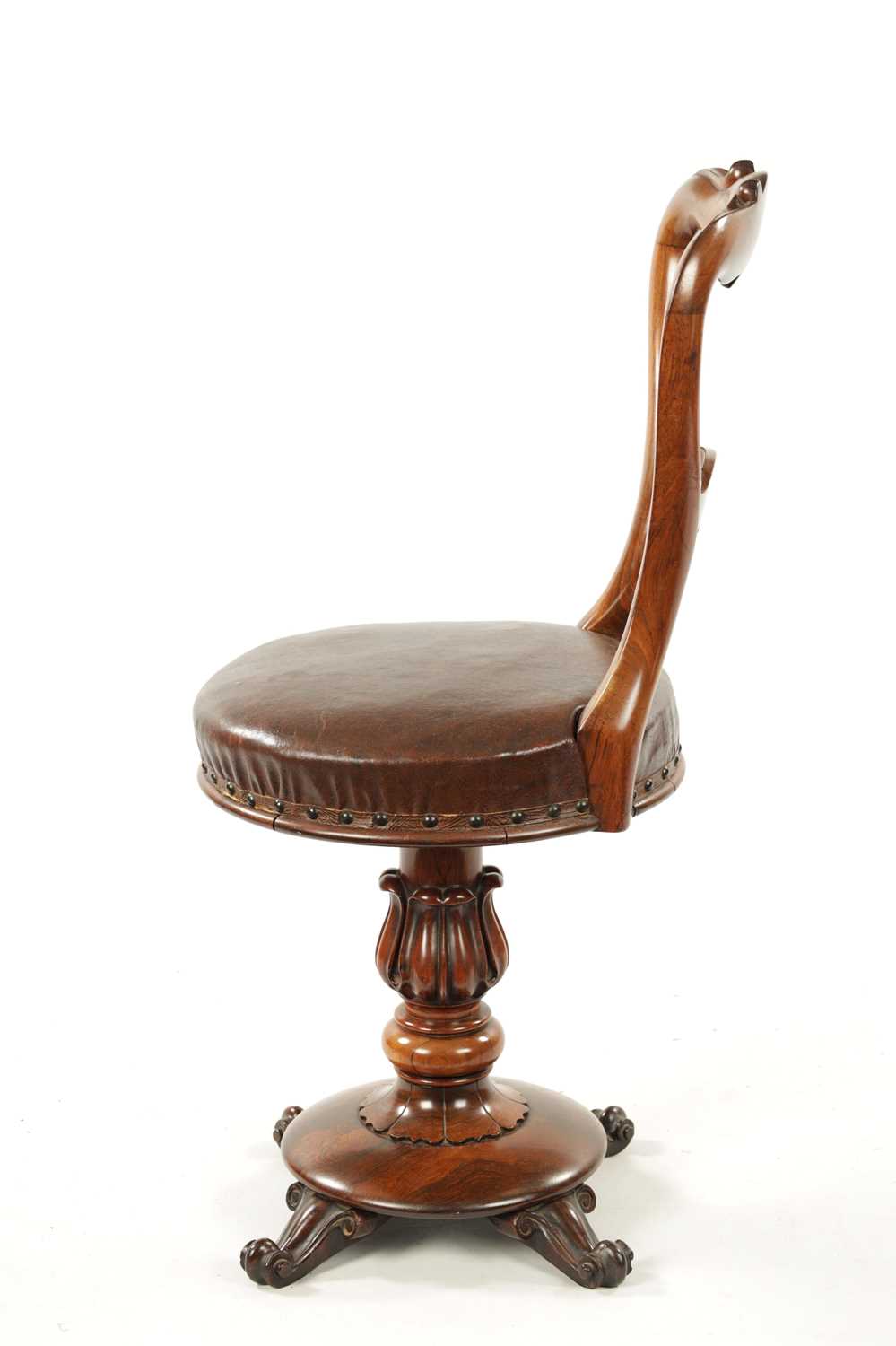 A 19TH CENTURY ROSEWOOD REVOLVING MUSIC CHAIR - Image 7 of 9