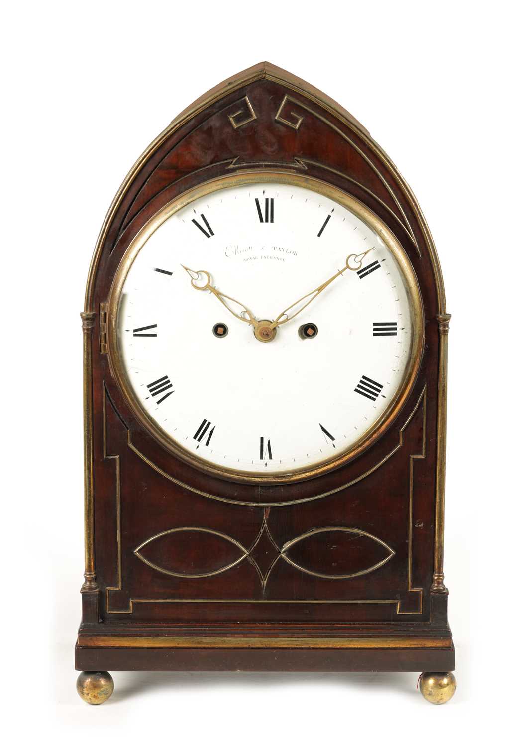 ELLICOTT & TAYLOR, ROYAL EXCHANGE. A REGENCY MAHOGANY AND BRASS INLAID FUSEE BRACKET CLOCK