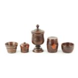 A COLLECTION OF FIVE 19TH CENTURY TREEN WARE ITEMS
