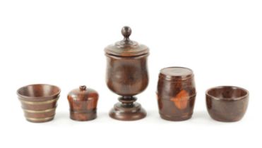 A COLLECTION OF FIVE 19TH CENTURY TREEN WARE ITEMS