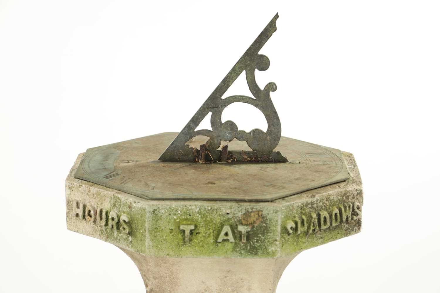 AN EARLY 18TH CENTURY BRONZE SUNDIAL DATED 1717 RAISED ON AN ARTS AND CRAFTS COMPOSITE STONE BASE - Image 4 of 17