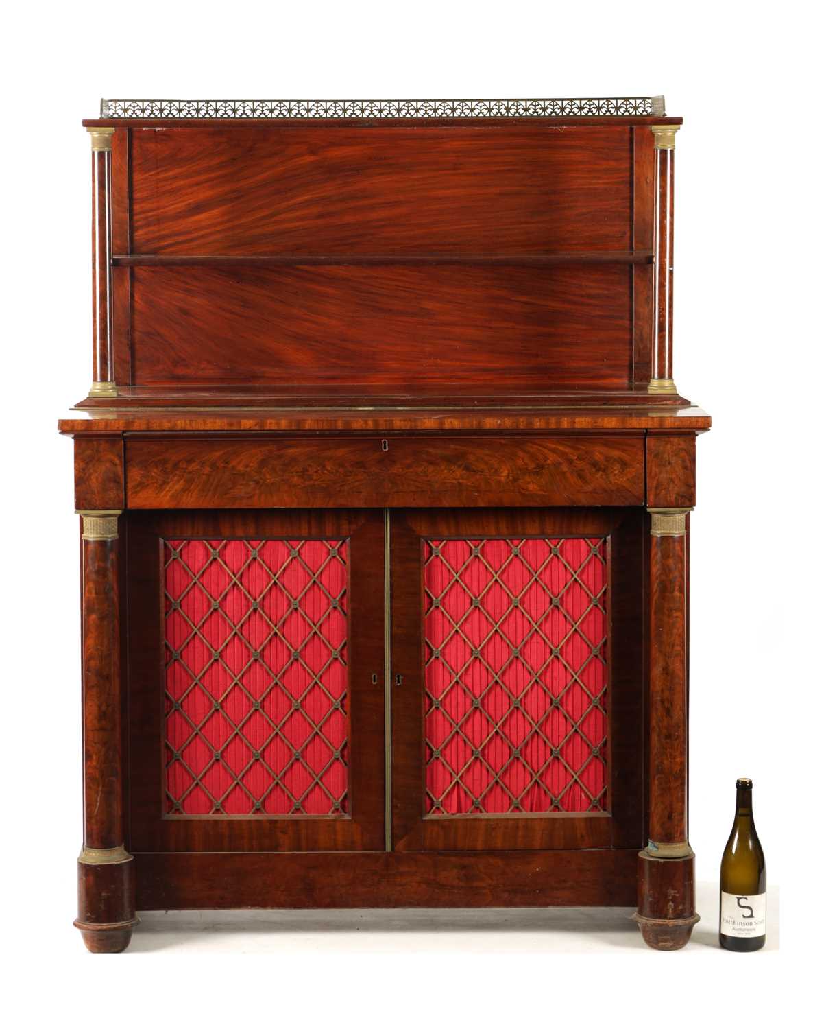 A GOOD REGENCY FRENCH EMPIRE FIGURED MAHOGANY SECRETAIRE SIDE CABINET - Image 2 of 10