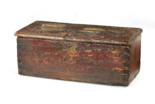 A 19TH CENTURY PAINTED PINE RENT COLLECTOR'S BOX
