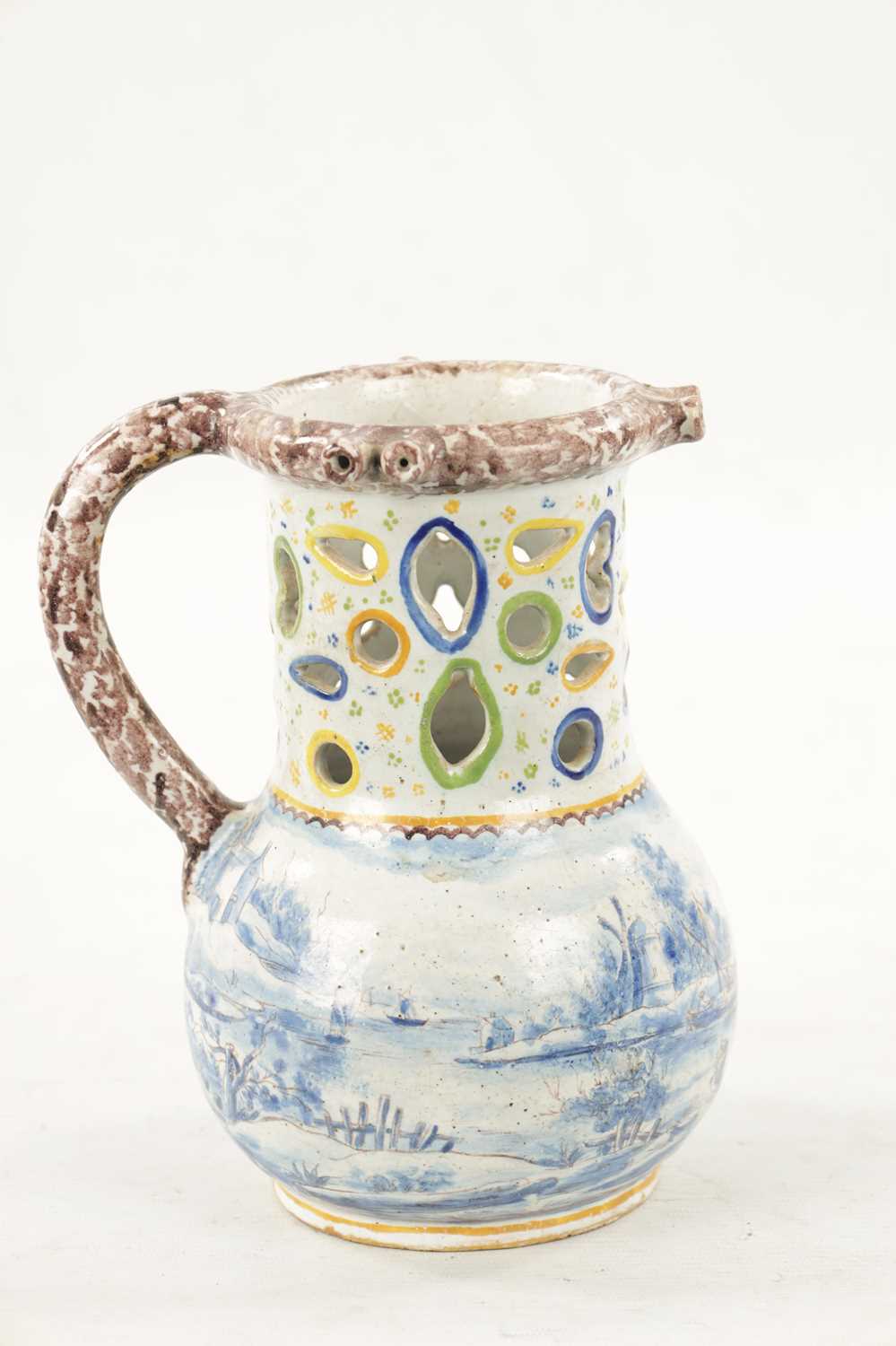 AN 18TH CENTURY DUTCH DELFTWARE PUZZLE JUG - Image 8 of 8