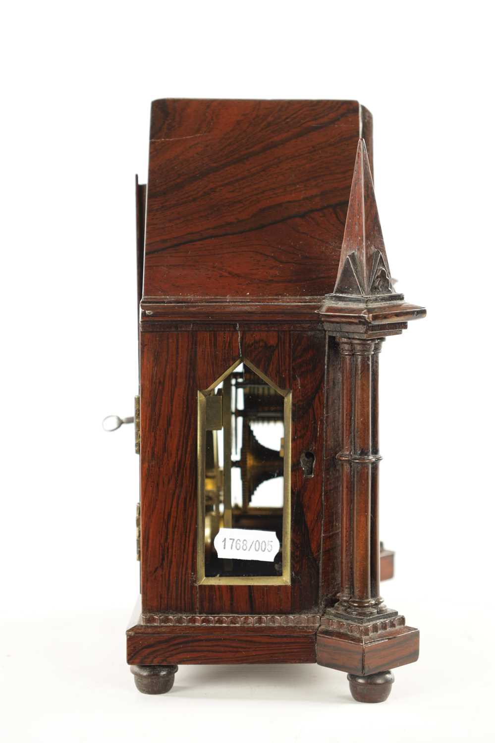 VINER, LONDON. A SMALL LATE REGENCY ENGLISH ROSEWOOD FUSEE MANTEL CLOCK - Image 8 of 11