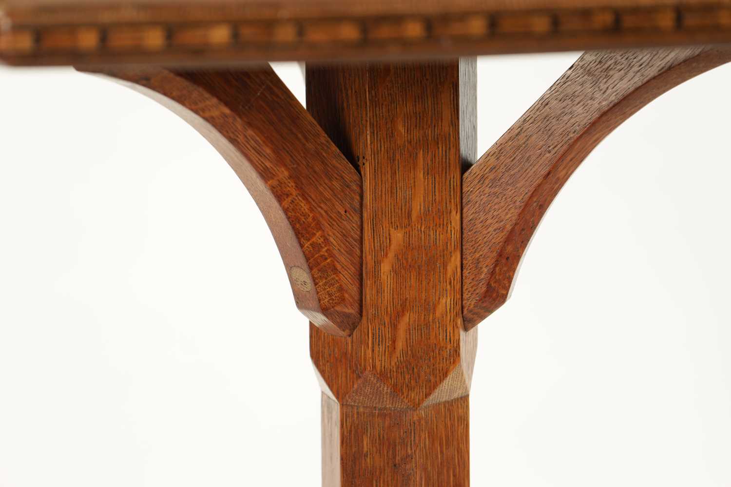 AN EARLY 20TH CENTURY AESTHETIC PERIOD OCTAGONAL PUGINESQUE INLAID OAK OCCASIONAL TABLE - Image 6 of 6
