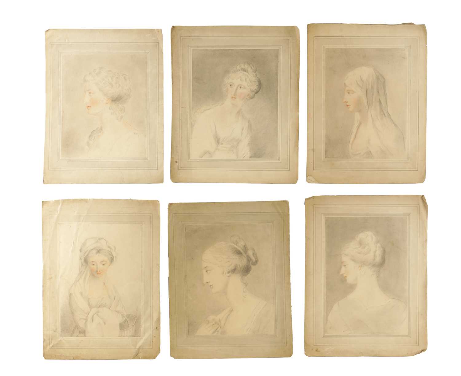 A COLLECTION OF SIX 19TH CENTURY PORTRAIT DRAWINGS OF LADIES
