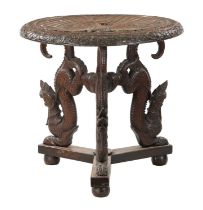 A 19TH CENTURY INDIAN HARDWOOD OCCASIONAL TABLE