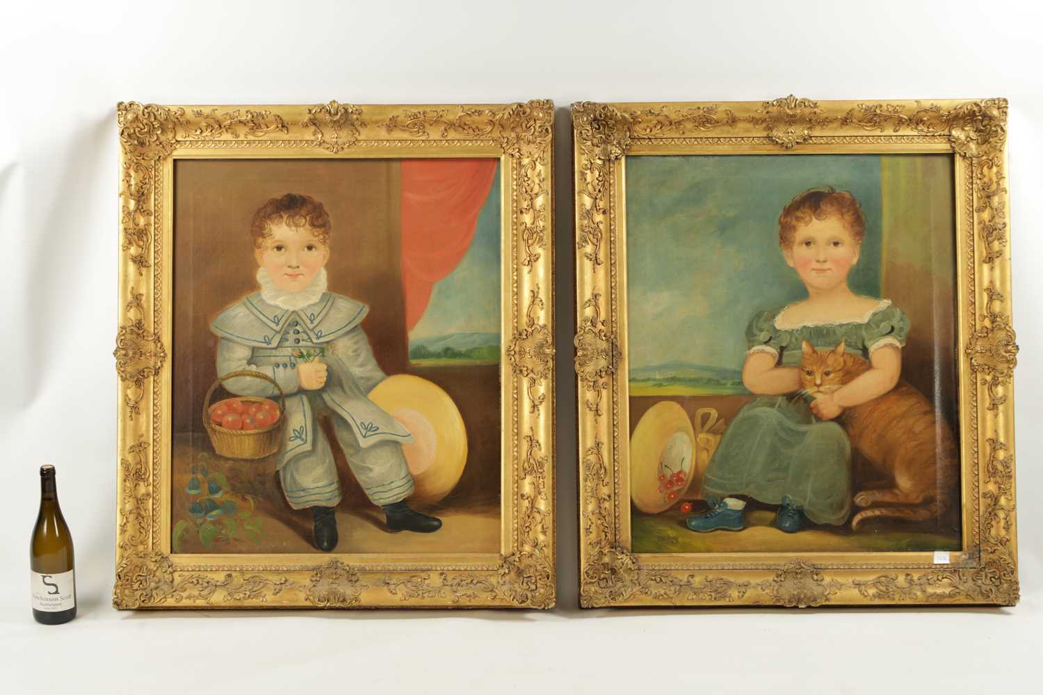 I.B.EATON, A FINE PAIR OF 19TH CENTURY NAIVE SCHOOL FULL LENGTH PORTRAITS OF CHILDREN - Image 2 of 7