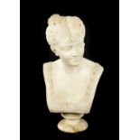 AN EARLY 20TH CENTURY ITALIAN CARVED MARBLE BUST OF A YOUNG LADY