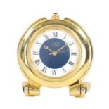 A VINTAGE MINIATURE GOLD PLATED CARTIER DESK CLOCK