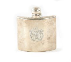 A LATE 19TH CENTURY SILVER HIPFLASK