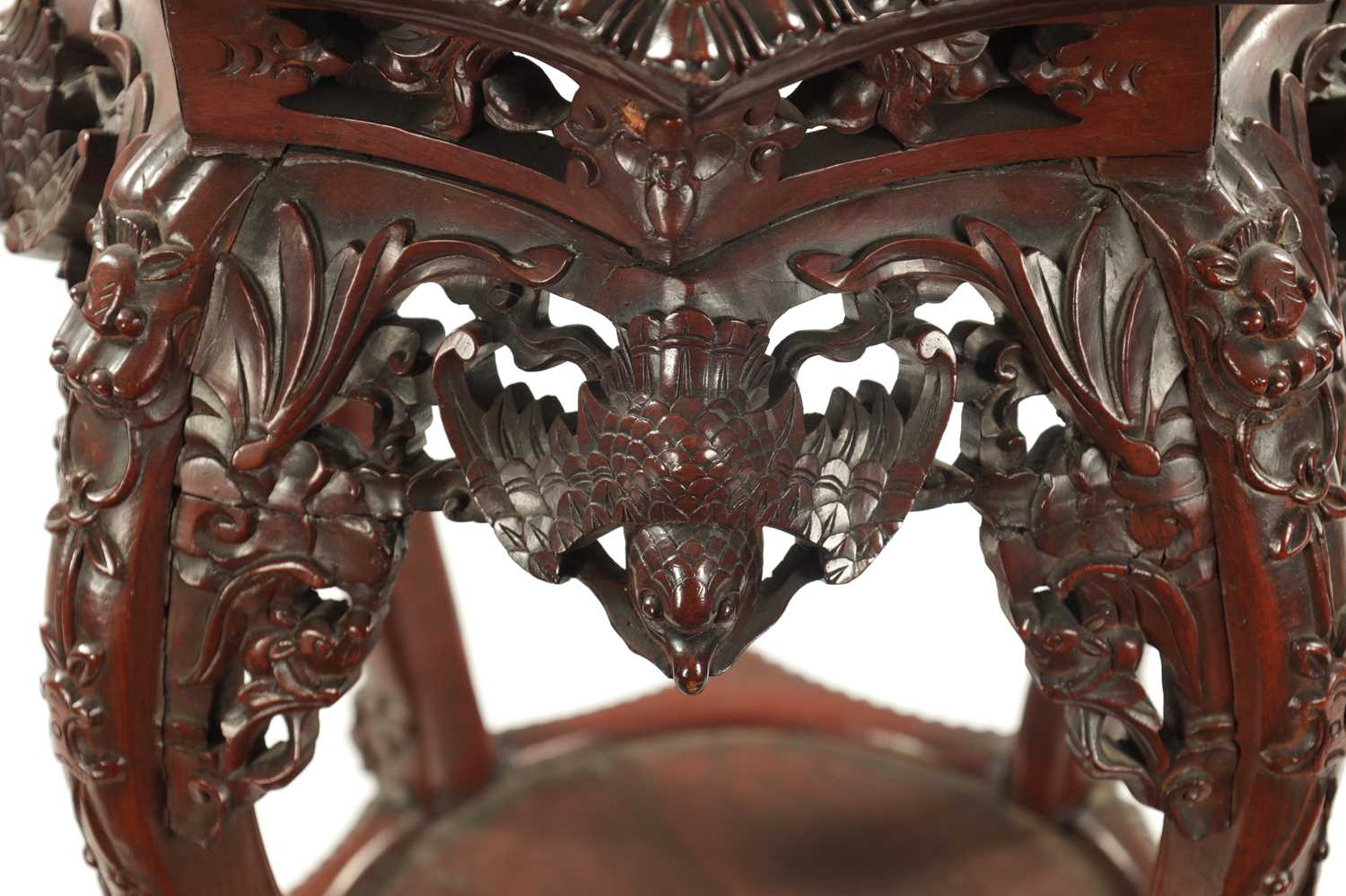 A 19TH CENTURY CHINESE CARVED HARDWOOD JARDINIERE STAND - Image 5 of 6