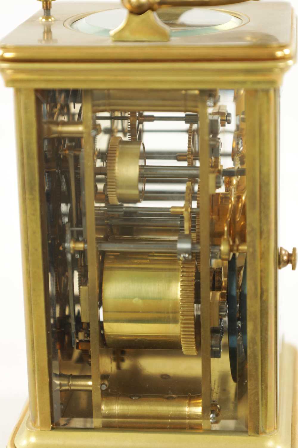 A LATE 19TH CENTURY FRENCH BRASS CASED GRAND SONNERIE CARRIAGE CLOCK - Image 12 of 15