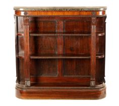 A REGENCY FIGURED ROSEWOOD OPEN BOOKCASE OF SMALL SIZE