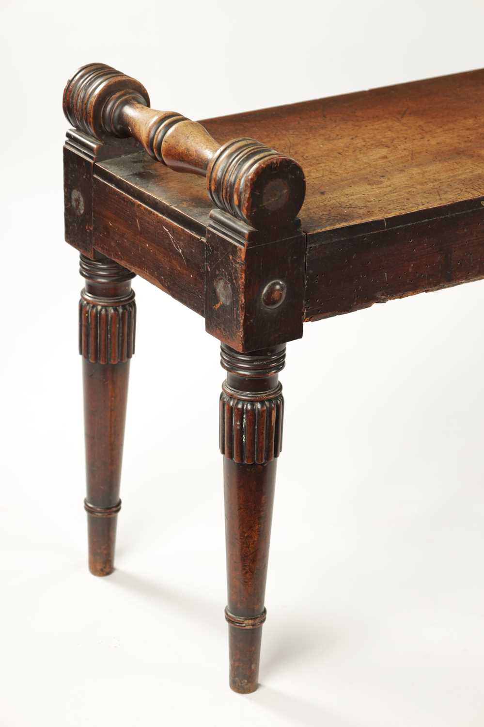 A WILLIAM IV MAHOGANY HALL BENCH OF LARGE SIZE - Image 7 of 10