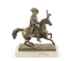 A 19TH CENTURY FRENCH BRONZE SCULPTURE OF FRANCOIS I ON HORSEBACK