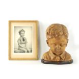 A 20TH CENTURY POTTERY BUST OF ALFRED FRANCES OBE AS A CHILD