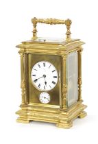 A LATE 19TH CENTURY GRAND SONNERIE REPEATING CARRIAGE CLOCK WITH ALAR