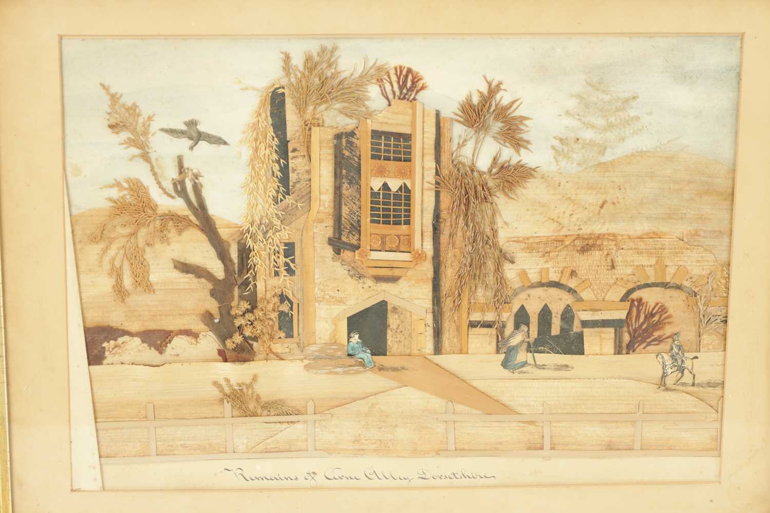 AN UNUSUAL PAIR OF 19TH CENTURY FOLK ART COLLAGES INSCRIBED ‘REMAINS OF CARNE ABBEY, DORSET’ AND ‘AN - Image 3 of 8