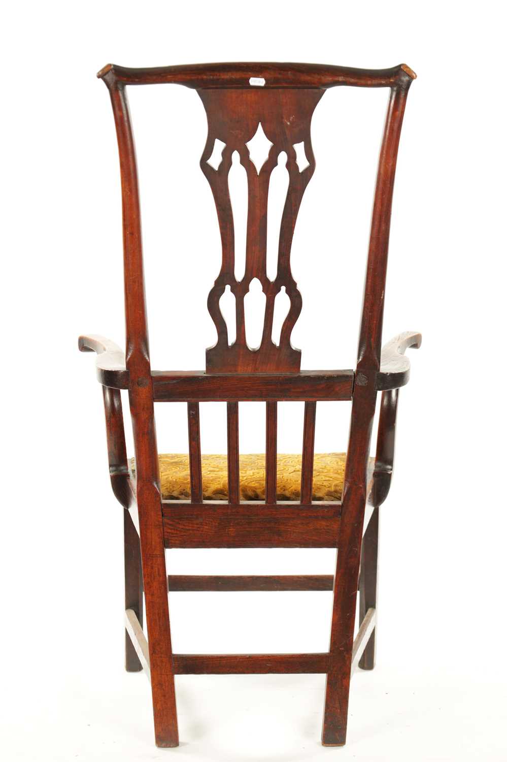 AN UNUSUAL 18TH CENTURY TALL BACK COUNTRY ELM SPLAT BACK ARMCHAIR - Image 7 of 7