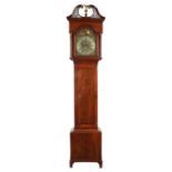 R. HENDERSON, SCARBROUGH. A MID 18TH CENTURY FIGURED MAHOGANY LONGCASE CLOCK