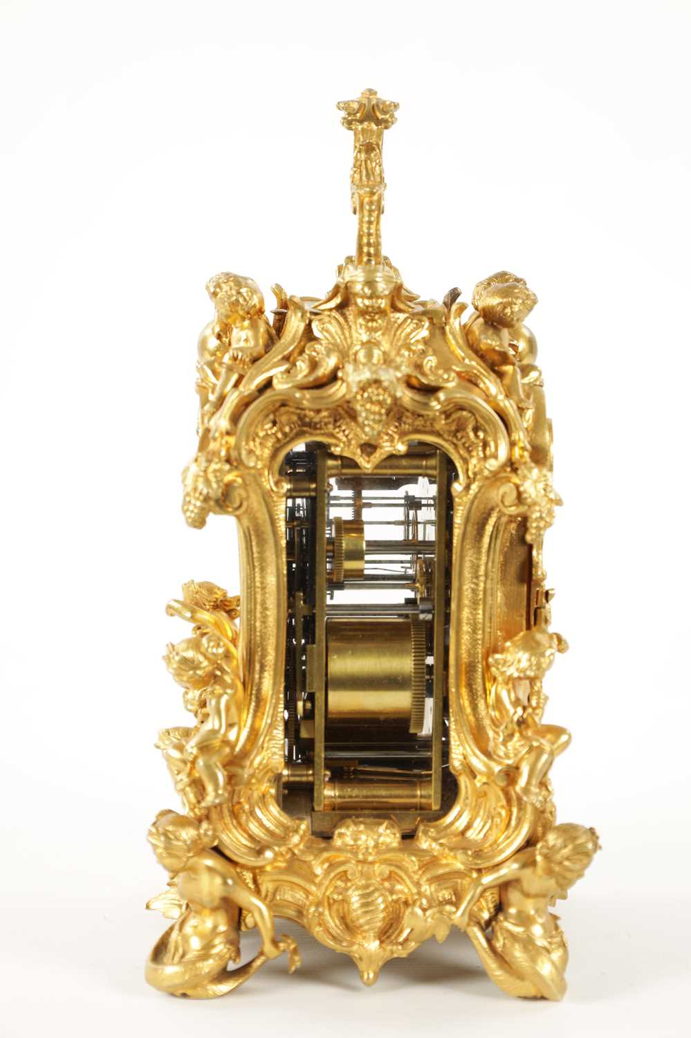 GROHE, PARIS. A FINE AND RARE MID 19TH CENTURY FRENCH CAST GILT BRASS ROCOCO REPEATING PETITE SONNER - Image 5 of 17