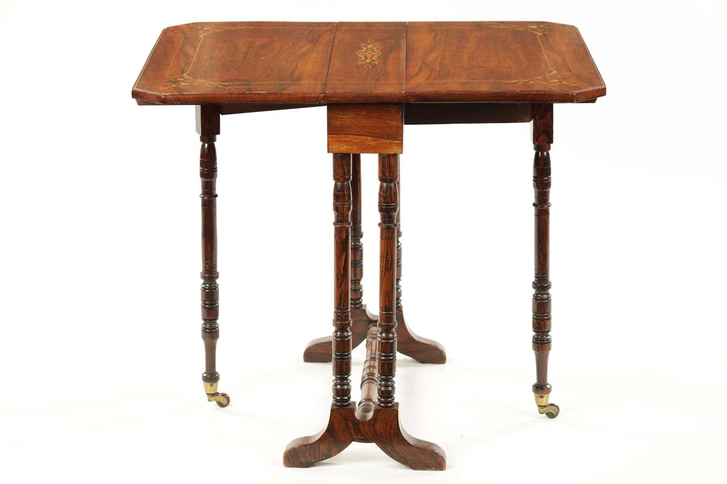 A 19TH CENTURY INLAID ROSEWOOD SUTHERLAND TABLE - Image 5 of 6