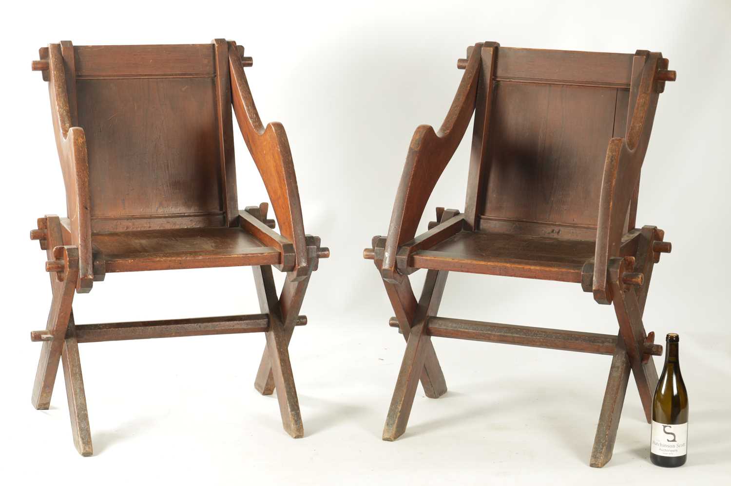 A PAIR OF LATE 18TH CENTURY PITCH PINE GLASTONBURY CHAIRS - Image 2 of 7