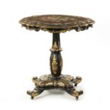 A GOOD 19TH CENTURY PAPIER MACHE OCCASIONAL TILT-TOP TABLE