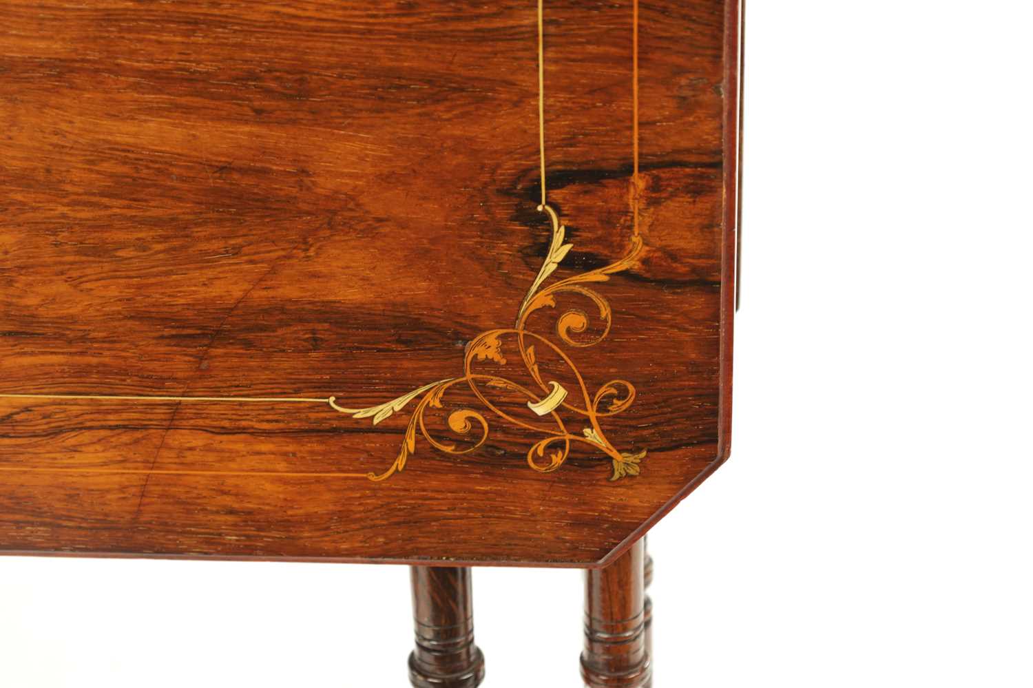 A 19TH CENTURY INLAID ROSEWOOD SUTHERLAND TABLE - Image 4 of 6