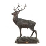A FINE QUALITY LATE 19TH CENTURY BLACK FOREST CARVED STAG SIGNED ERNST HEISL