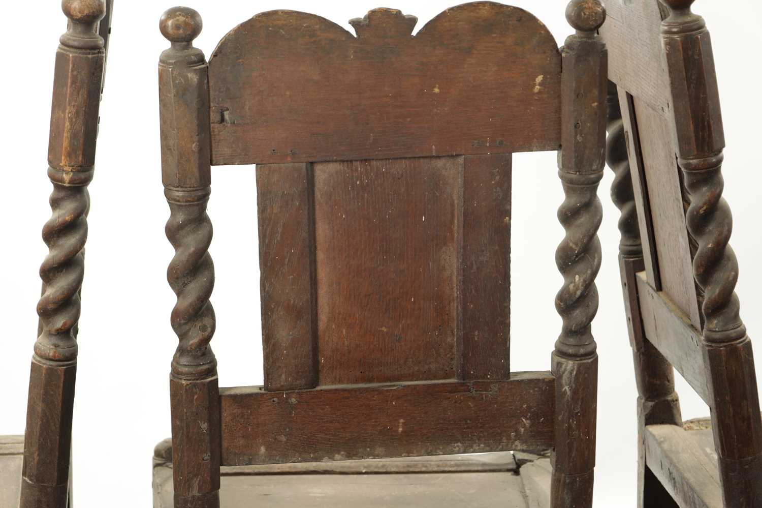 A RARE SET OF FOUR 17TH CENTURY CARVED OAK SIDE CHAIRS - Image 8 of 10