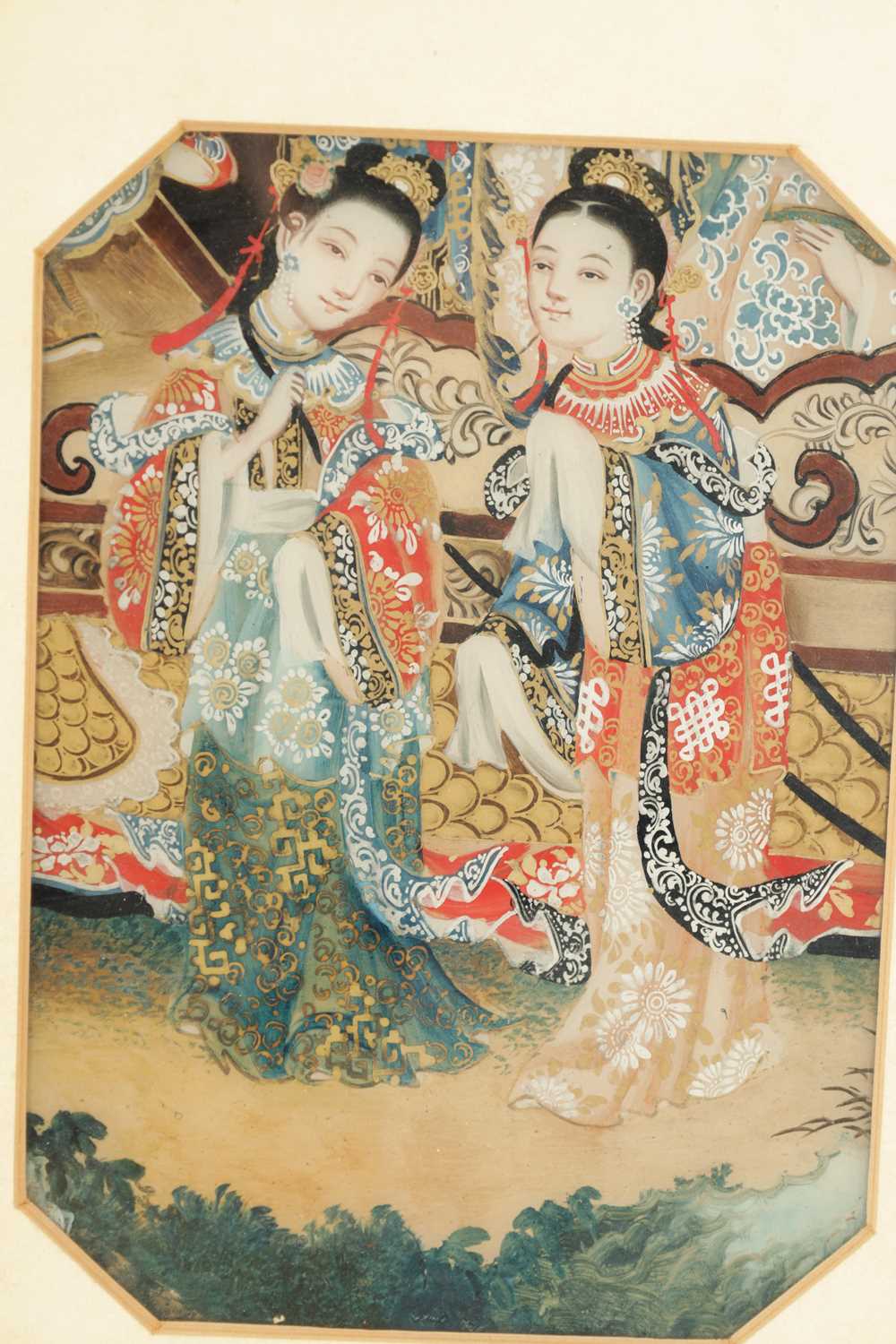 TWO FINE CHINESE LATE 19TH CENTURY WATERCOLOURS - Image 3 of 6