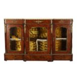 A VICTORIAN MARQUETRY INLAID WALNUT BREAKFRONT SIDE CABINET