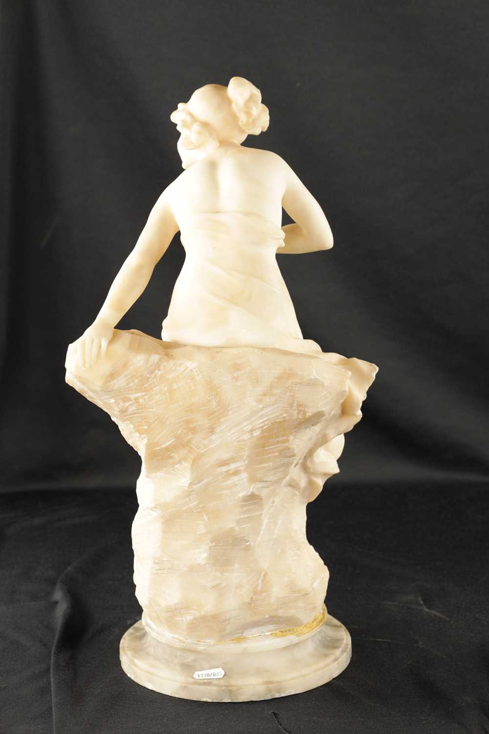 AN ART NOUVEAU CARVED ALABASTER FIGURE OF A SEMI-NUDE LADY - Image 6 of 6