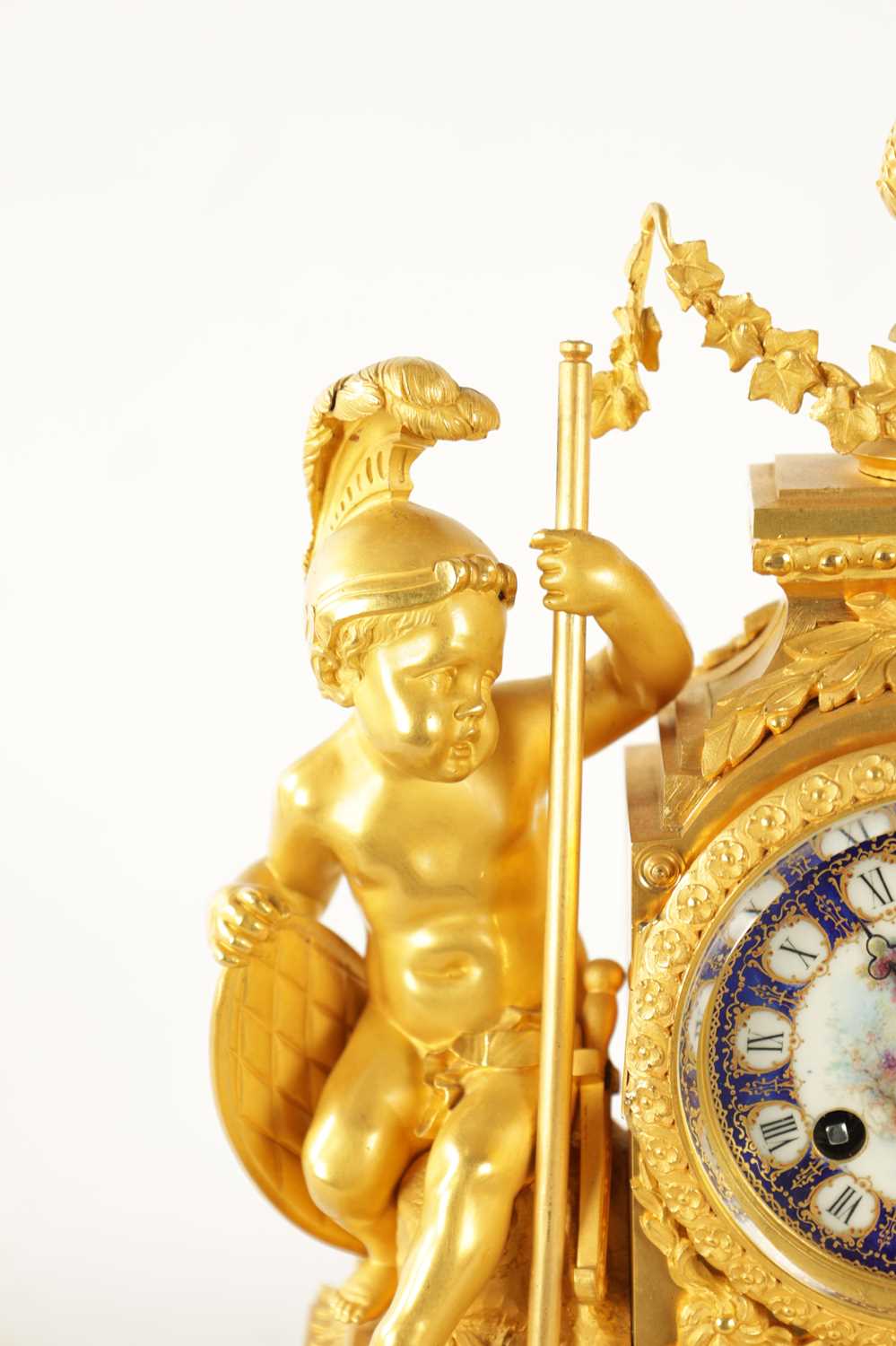 A FINE 19TH CENTURY GILT ORMOLU SEVRES PANELLED MANTEL CLOCK - Image 4 of 10