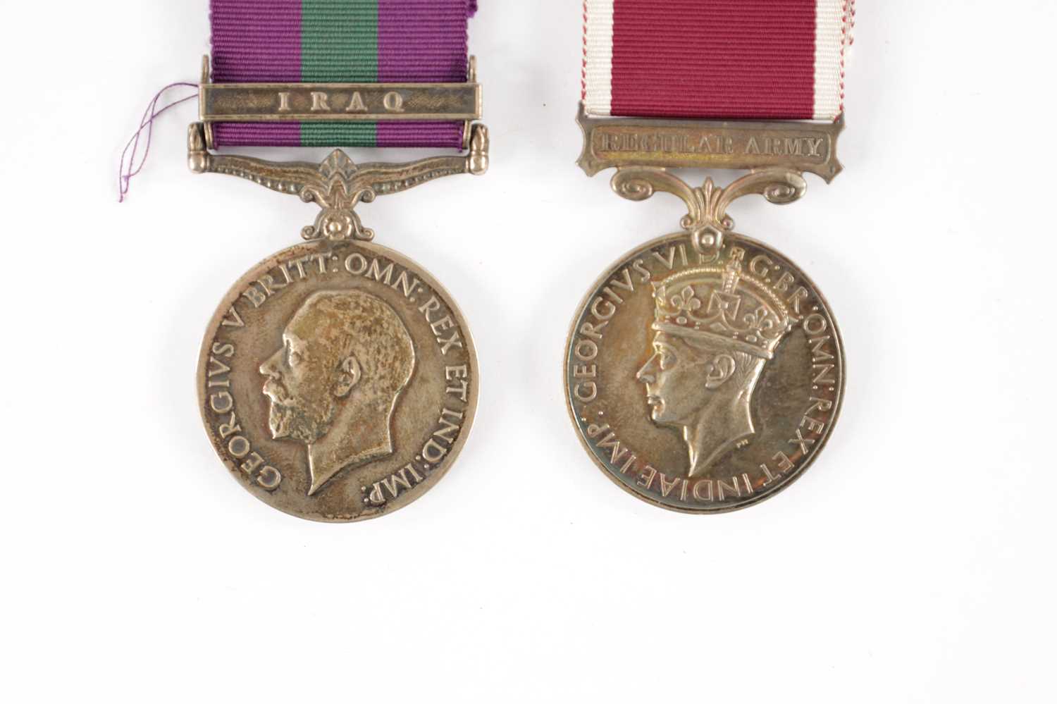 A PAIR OF MEDALS. GVR GERAL SERVICE MEDAL 1918 AND AN ARMY LONG SERVICE AND GOOD CONDUCT MEDAL - Image 2 of 5