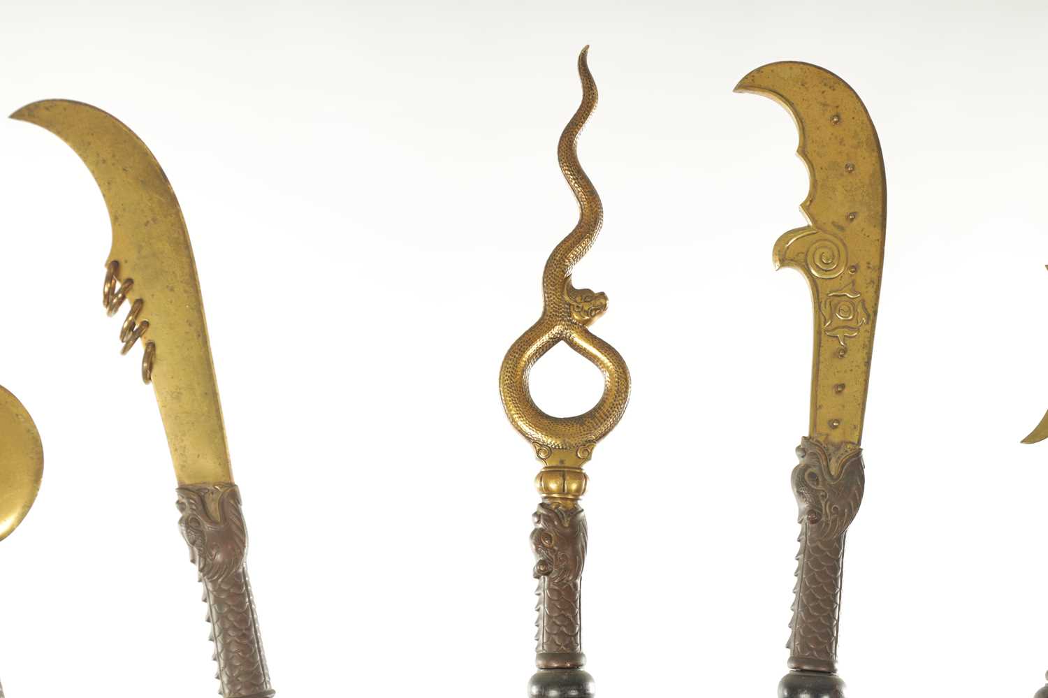 A LATE 19TH CENTURY CHINESE HARDWOOD AND GILT BRONZE WEAPONS STAND - Image 5 of 10