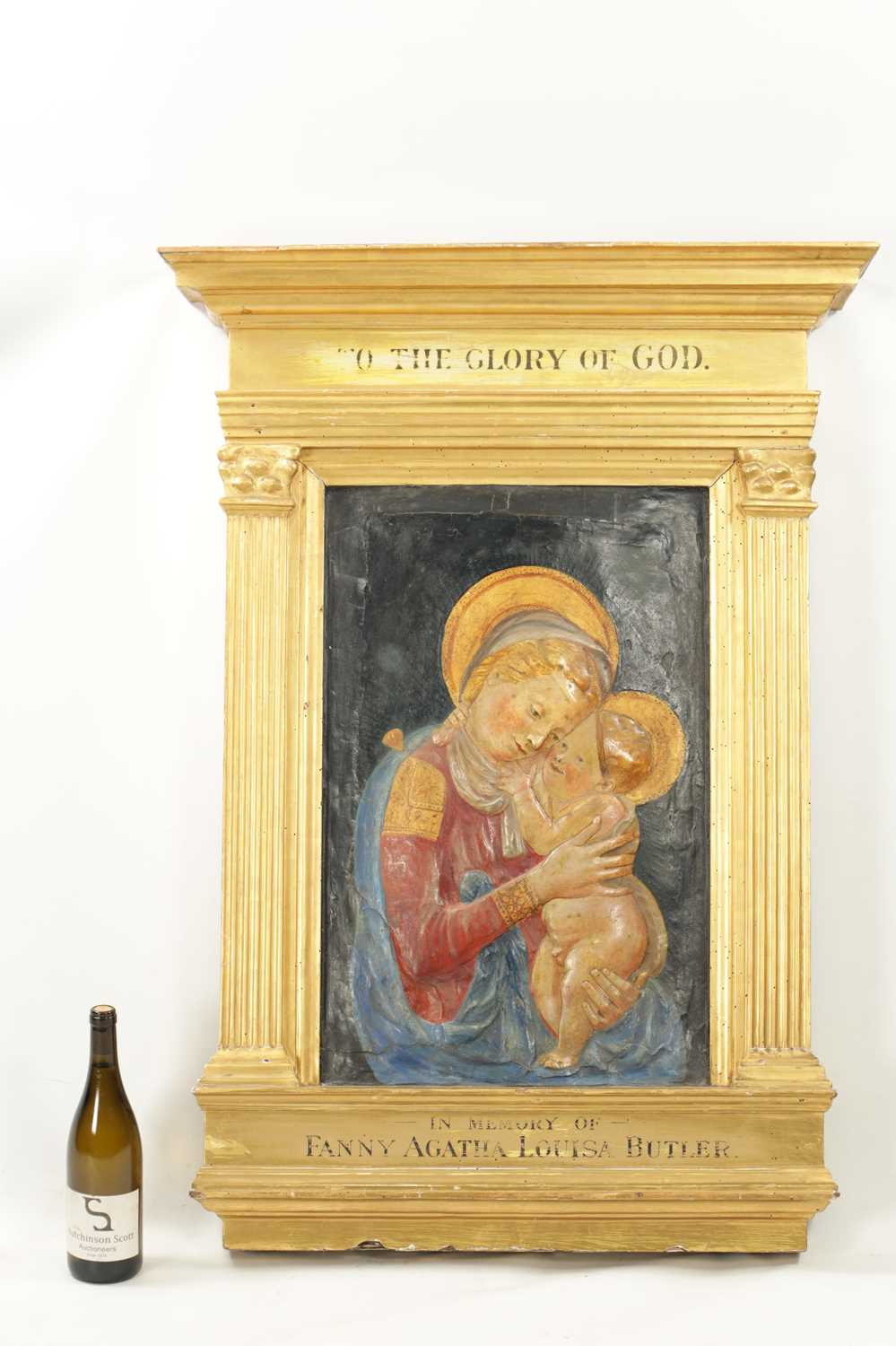 A RARE EARLY ITALIAN POLYCHROME STUCCO PANEL OF MADONNA AND CHILD POSSIBLY 15TH CENTURY - Image 5 of 6